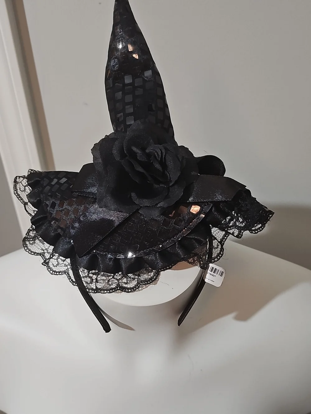 torrid Black Mini Witch Hat Headband with Rose Accent